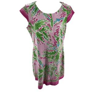 Barbara Erickson Hawaiian Pink Green Blue Sheath‎ Dress Size M